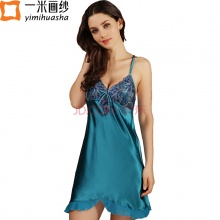 一米画纱桑蚕丝吊带睡裙女夏季纯色真丝睡衣